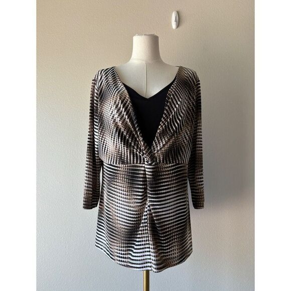 east 5th y2k trippy layered v-neck blouse - Picture 2 of 5